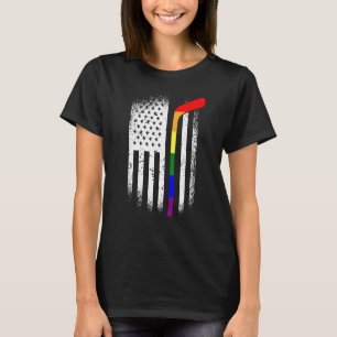 Camiseta American Flag Hockey Lgbt Q - Orgulho gay do arco-