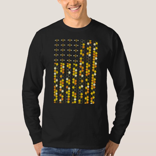 Camiseta American Flag Honeycomb Beekeeper Beekeeper Beekee (Frente)