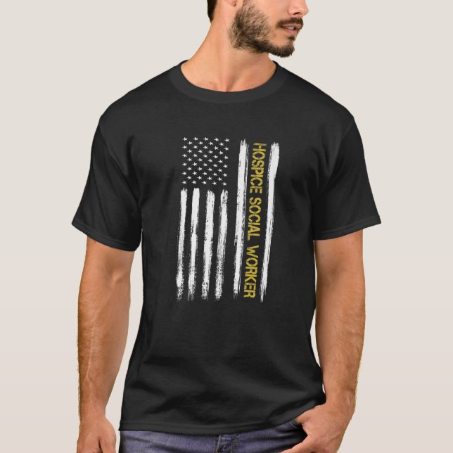 Camiseta American Flag Hospital Social Worker Carro Palliat (Frente)