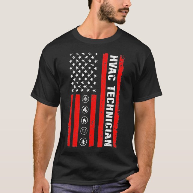 Camiseta American Flag HVAC Tech Mens Funny HVAC Technician (Frente)