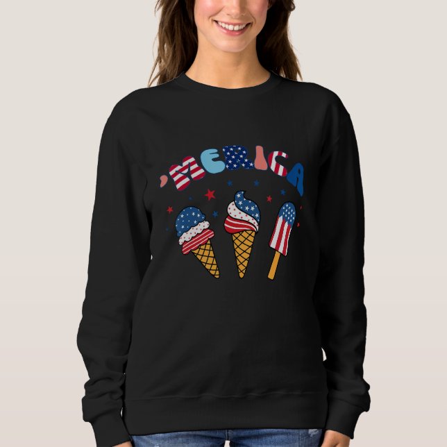 Camiseta American Flag Ice Cream Cones Merica Ice Cream 4th (Frente)