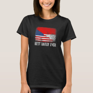 Camiseta American Flag & Indonesia Best Pai Ever Fam