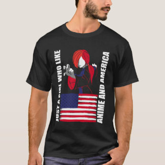 Camiseta American Flag - Just a Girl who Like Anime and Ame