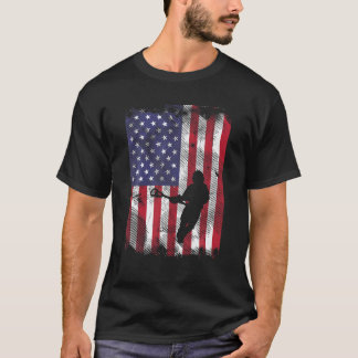 Camiseta American Flag Lacrosse Vintage Lax Patriotic Men W