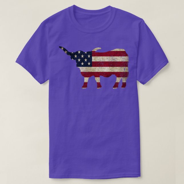 Camiseta American Flag Longhorn Cattle (Frente do Design)