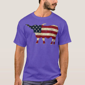 Camiseta American Flag Longhorn Cattle