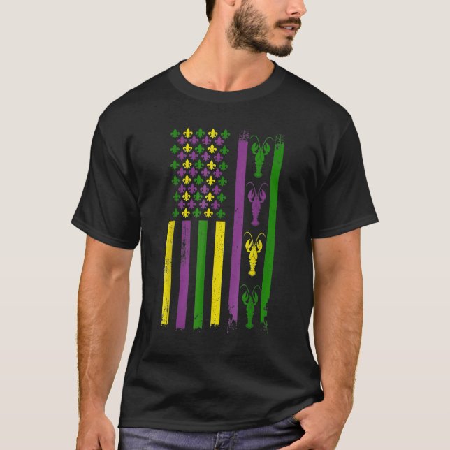 Camiseta American Flag Mardi Gras Mardi Gras Crawfish Outfi (Frente)
