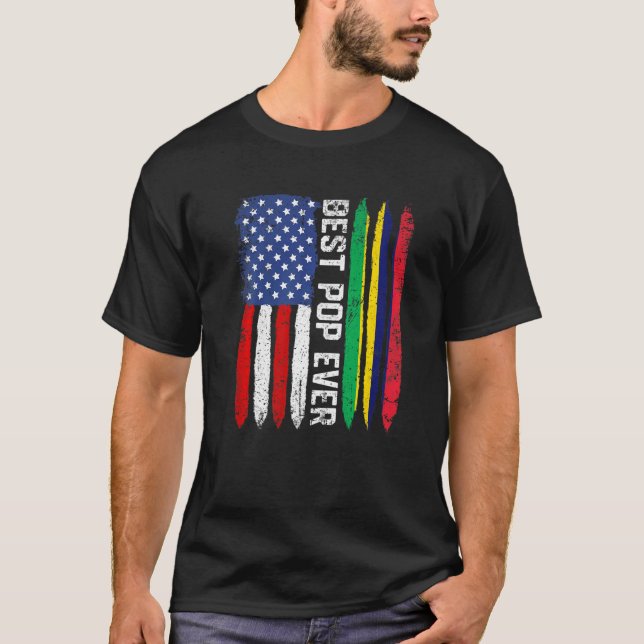 Camiseta American Flag & Mauritius Flag Best Pop alguma vez (Frente)
