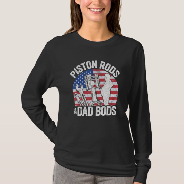Camiseta American Flag Mechanic 4° De Julho Piston Rods E (Frente)
