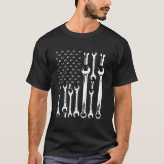 Camiseta American Flag Mechanic Patriotic Auto Wrench