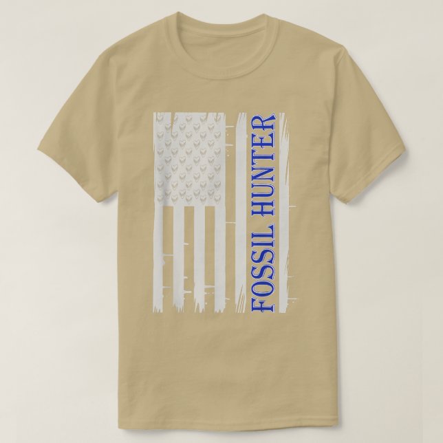 Camiseta American Flag Megalodon Teeth Shark Fossil Hunter  (Frente do Design)