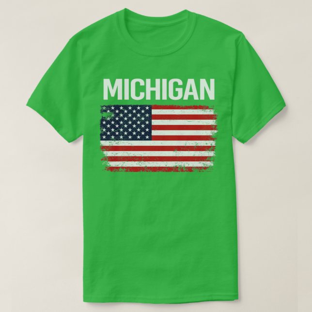 Camiseta American Flag Michigan (Frente do Design)