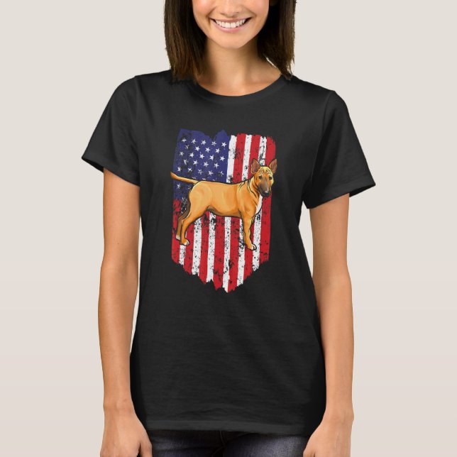 Camiseta American Flag Miniature Bull Terrier 4 De Julho U (Frente)