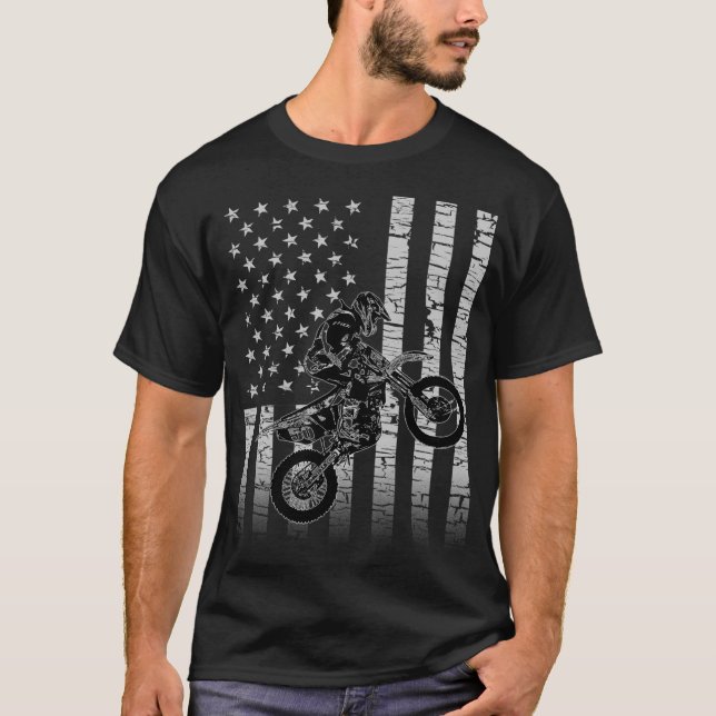 Camiseta American Flag Motocross Dirt Bike (Frente)