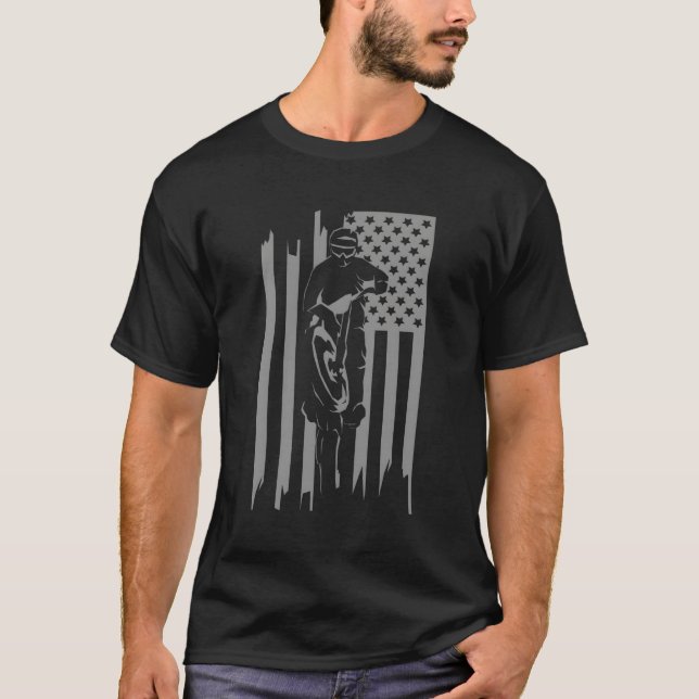Camiseta American Flag Motocross Motocross Dirt Bike (Frente)