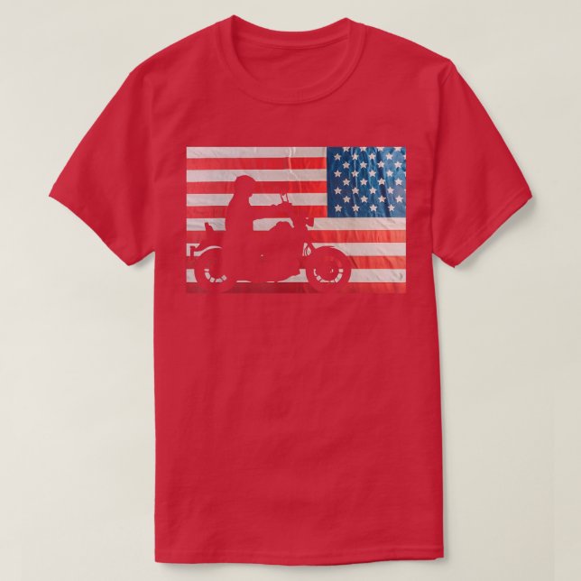 Camiseta American Flag Motorcycle Biker162 (Frente do Design)