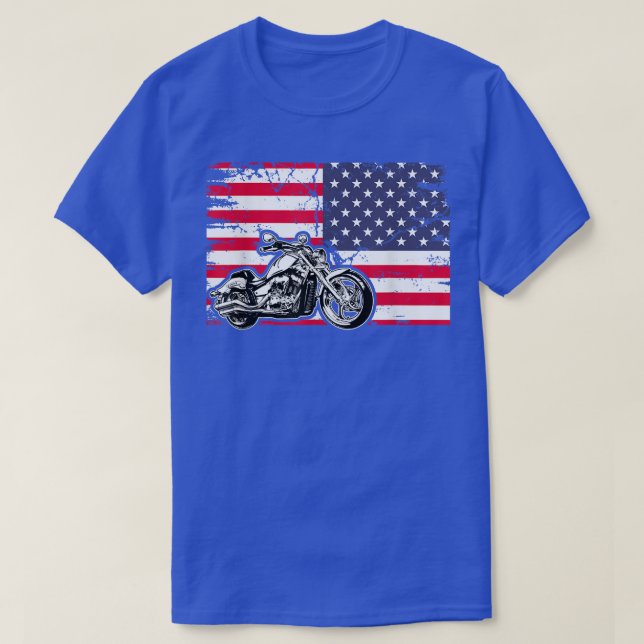 Camiseta American Flag Motorcycle Biker176 (Frente do Design)