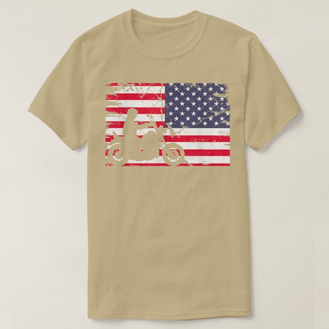 Camiseta American Flag Motorcycle Biker180 (Frente do Design)