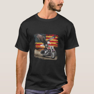 Camiseta American Flag Motorcycle Tshirt USA Flag Biker Ret
