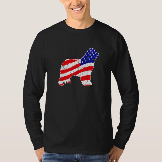 Camiseta American Flag Newfoundland Patriotic Dog Dad Dog M (Frente)