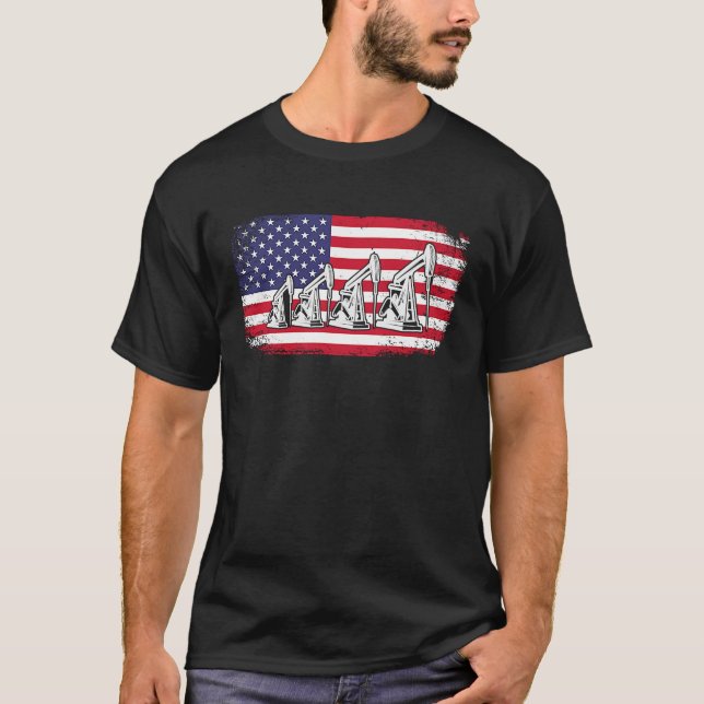 Camiseta American Flag Oil Rig Drighnecks Oilfield (Frente)