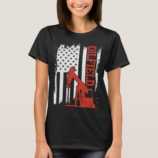 Camiseta American Flag Oilfield Workers Oil Rig Roughneck (Frente)