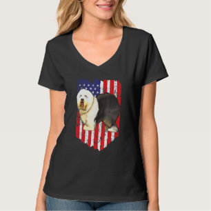 Camiseta American Flag Old English Sheepdog 4 De Julho Usa