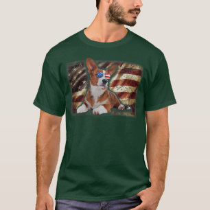 Camiseta American Flag Patriotic Dog Corgi 