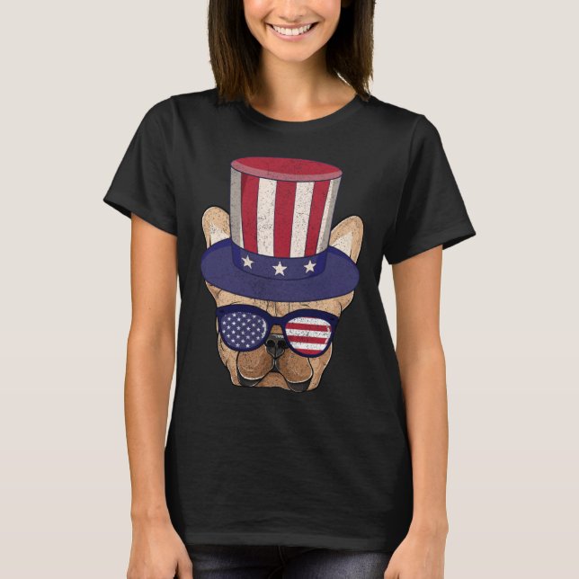Camiseta American Flag Patriotic French Bulldog Apparel 4th (Frente)