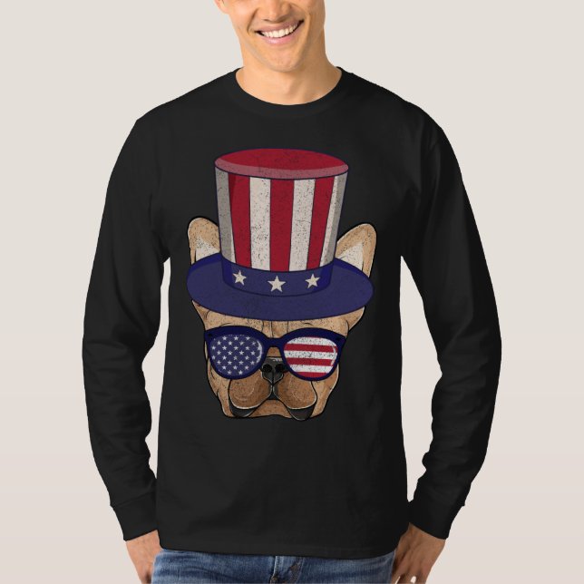 Camiseta American Flag Patriotic French Bulldog Apparel 4th (Frente)