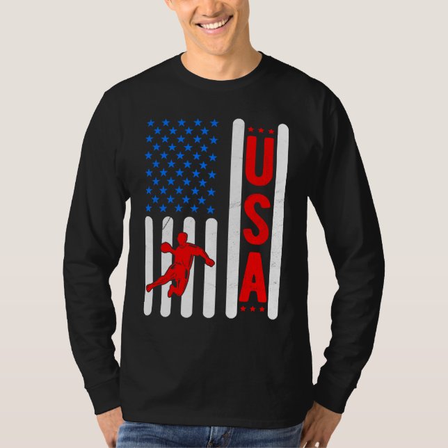 Camiseta American Flag Patriotic USA Men Women Handball Spo (Frente)