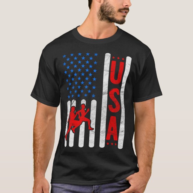 Camiseta American Flag Patriotic USA Men Women Track and fi (Frente)