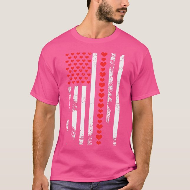 Camiseta American Flag Patriotic Valentine'S Day Heart (Frente)