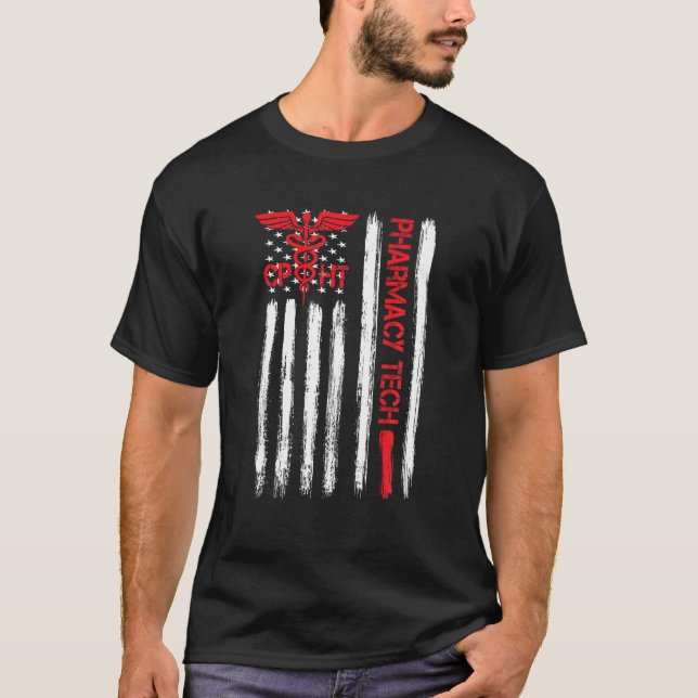Camiseta American Flag Pharmacy Technician CPhT Tech Pharma (Frente)