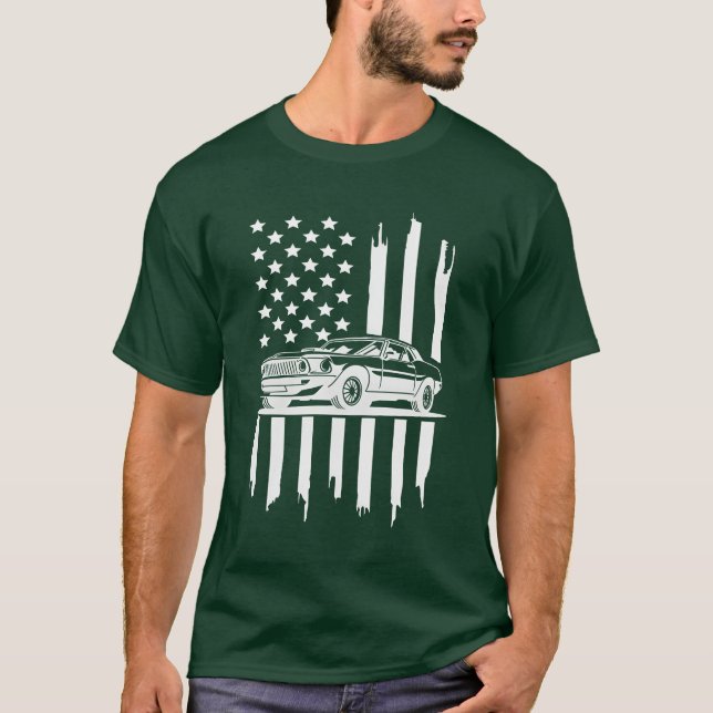Camiseta American Flag Piston Svg Muscle Car Svg funny (Frente)