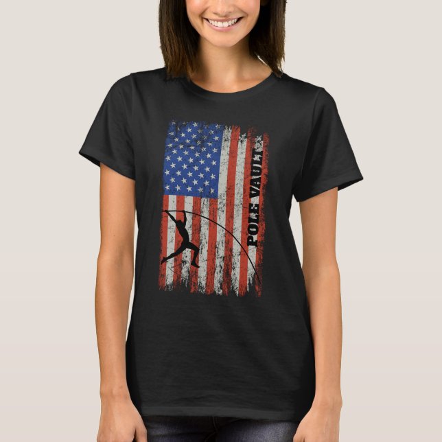 Camiseta American Flag Pole Vault - Va de olhar desapontado (Frente)