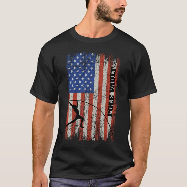 Camiseta American Flag Pole Vault - Va de olhar desapontado (Frente)