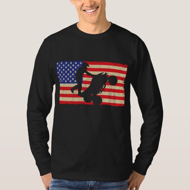 Camiseta American Flag Quad ATV Wheelie Bike Rider Legal Di (Frente)