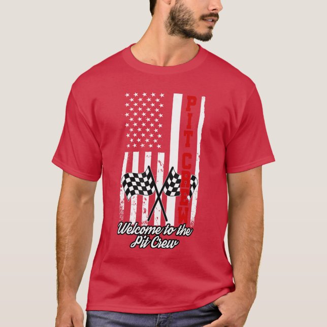 Camiseta American Flag Racing Race USA Family Matching Pit (Frente)