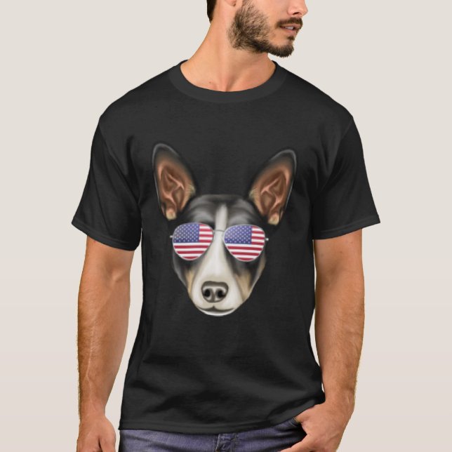 Camiseta American Flag Rat Terrier Dog America Pocket (Frente)