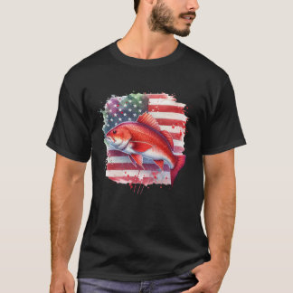 Camiseta American Flag Redfish Fishing