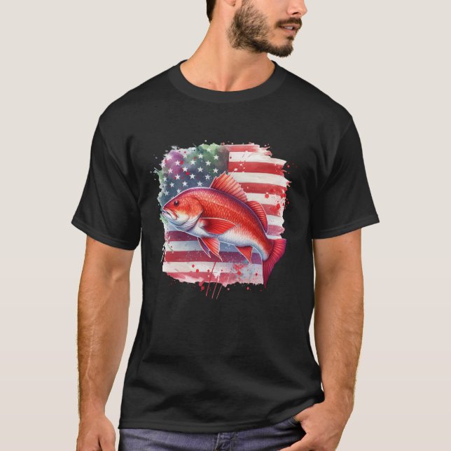 Camiseta American Flag Redfish Fishing (Frente)