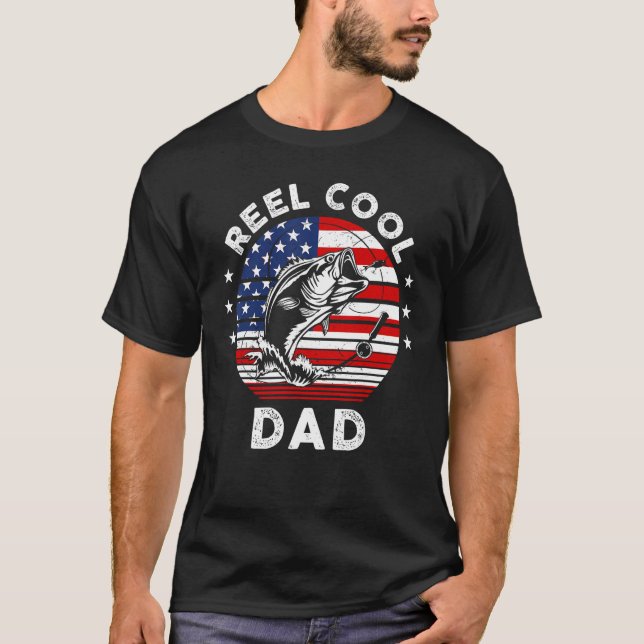 Camiseta American Flag Reel Cool Dad Papa Pop Pop Grandpa F (Frente)