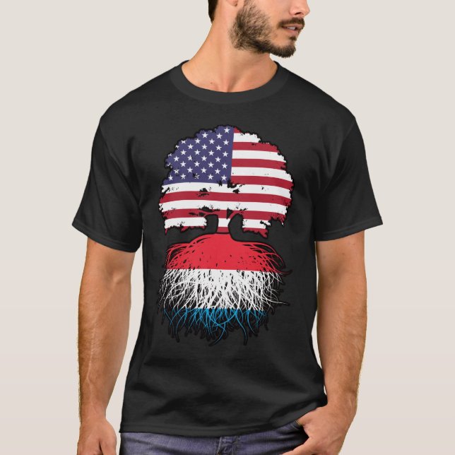 Camiseta American Flag Roots, EUA, Luxemburgo (Frente)