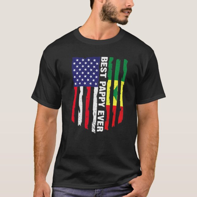 Camiseta American Flag & Senegal, Best Pappy Ever Familiar (Frente)