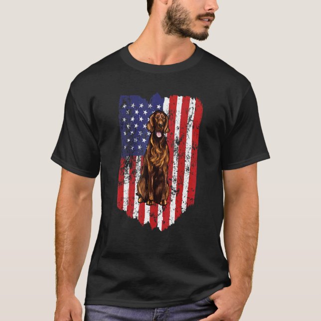 Camiseta American Flag Setter Irish Usa (Frente)