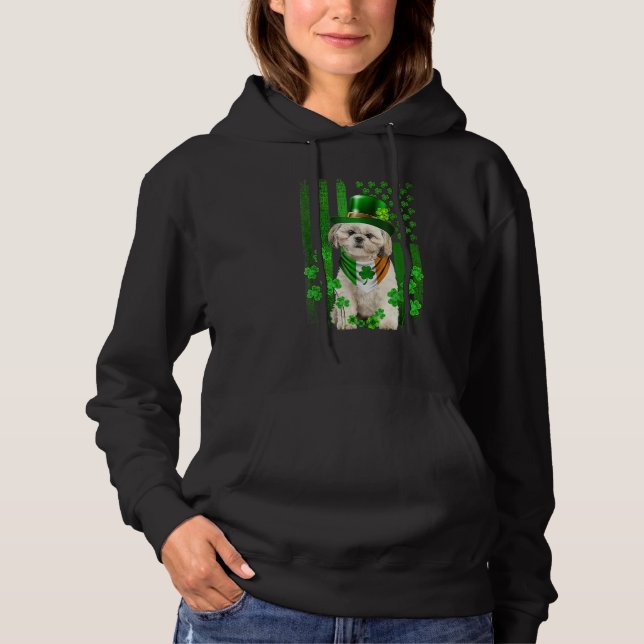 Camiseta American Flag Shih Tzu Dog Hat Irish St Patricks D (Frente)