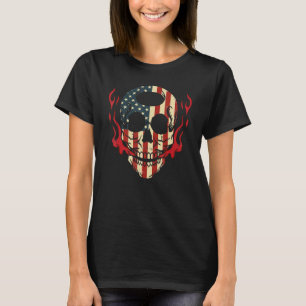 Camiseta American Flag Skull 4 de julho Scary Skelton Patri