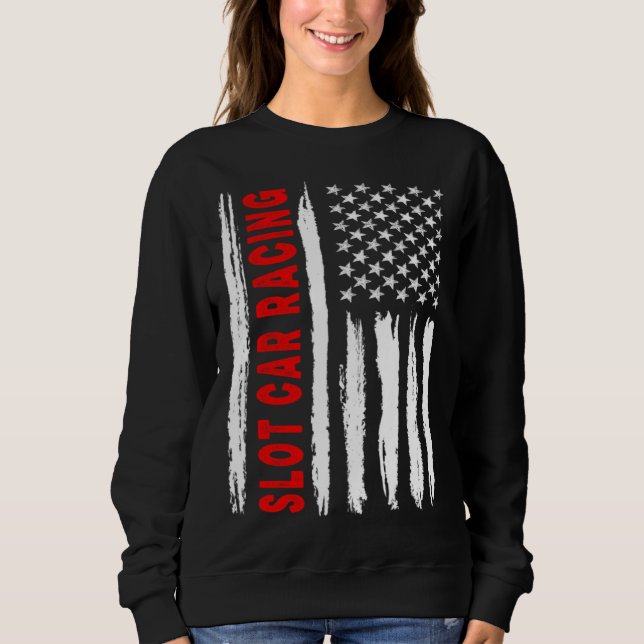 Camiseta American Flag Slot Car Racing USA Men Women US Fla (Frente)