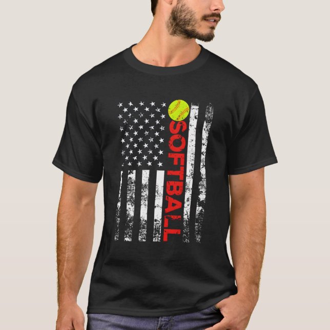 Camiseta American Flag Softball Team (Frente)